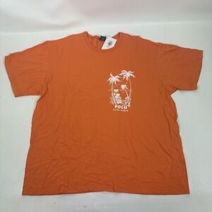 Polo Ralph Lauren Single Stitch T Shirt Graphic Men's Size XL Orange Vintage NWT